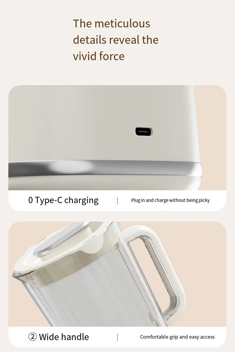 Portable Electric Juicer Blender 600ml USB Charging Fruit Smoothie Maker Lemon Orange Juicing Cup Compact Kitchen Appliance