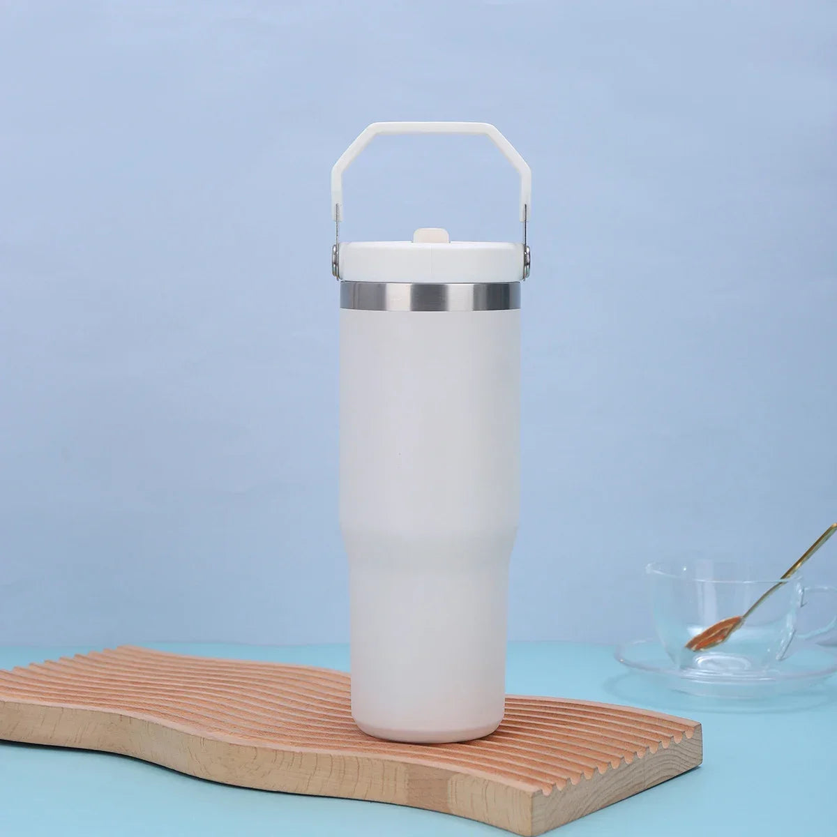 1pc-Tumbler with Handle and Straw Lid, Leakproof Tumbler Vacuum Insulated Water Bottle for Home, Office or Car, Reusable Cup