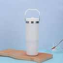 1pc-Tumbler with Handle and Straw Lid, Leakproof Tumbler Vacuum Insulated Water Bottle for Home, Office or Car, Reusable Cup