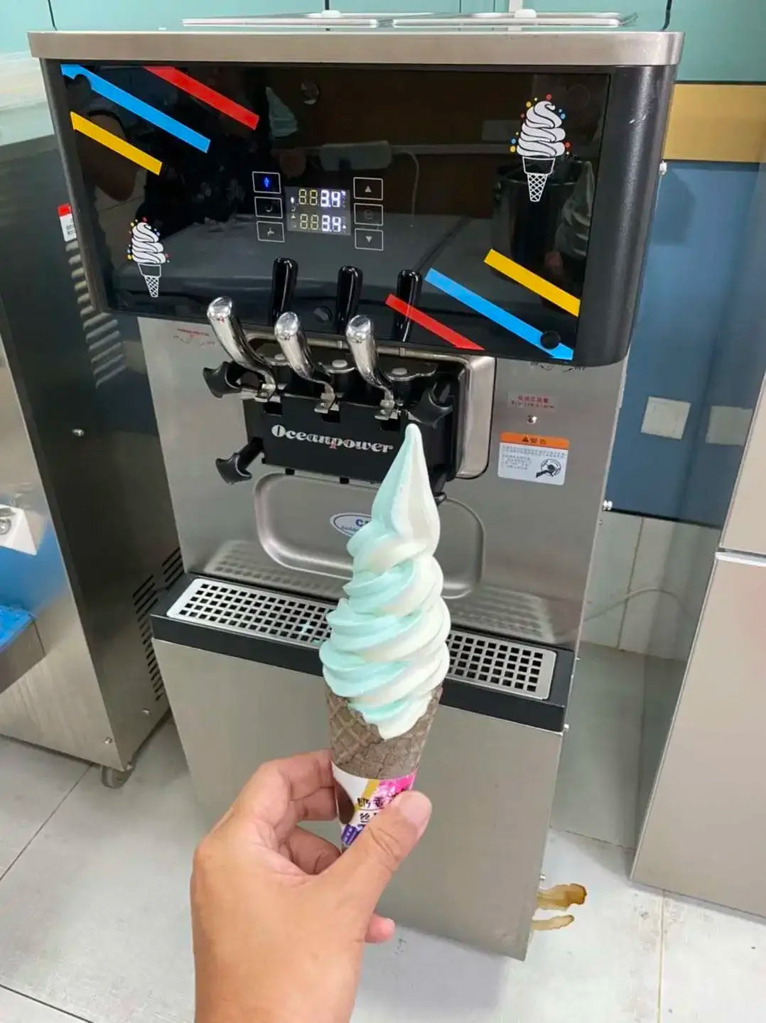 Oceanpower Commercial Table Top Three Flavors Soft Serve Ice Cream Machine Maker NE1430