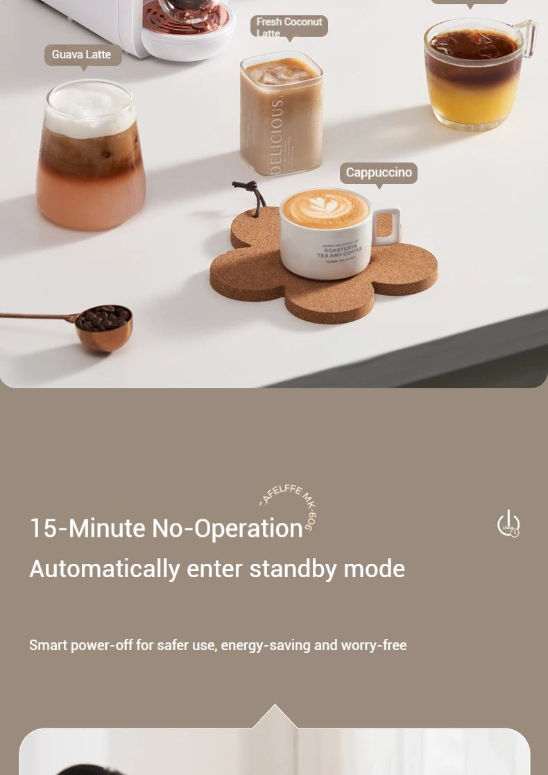 5-in-1 capsule coffee machine, fully automatic small household coffee machine, 7-speed water level hot and cold Italian style ca