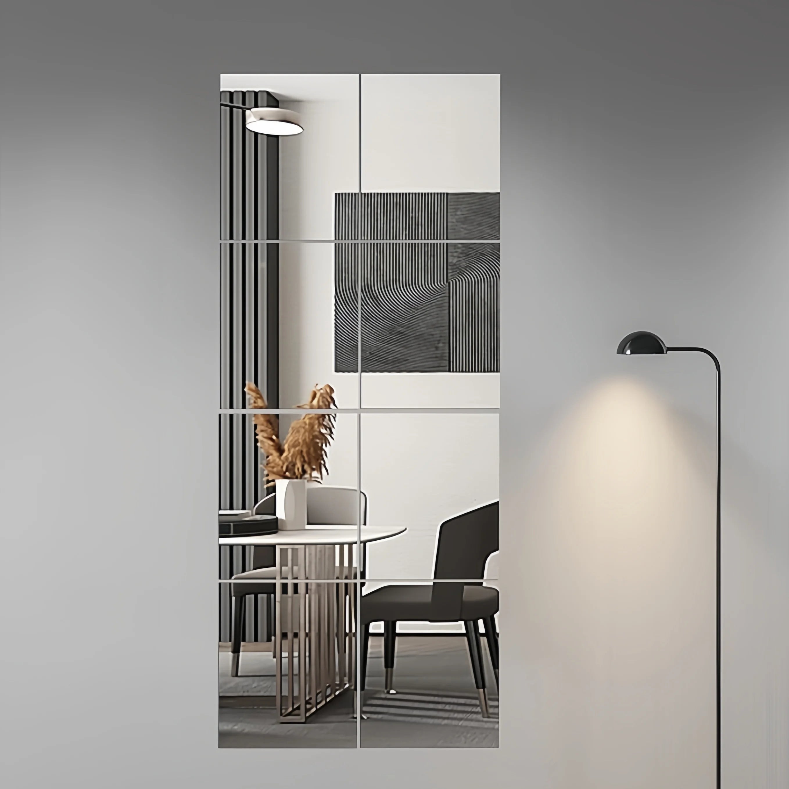 4/8PCS Rectangle Acrylic Mirror Stickers Flexible Mirror Stickers DIY Art Living Room Decoration For Door Wardrobe Home Decor