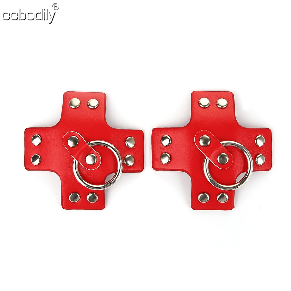 Women 1Pair Sexy Leather Cross Nipple Cover Reusable Breast Stickers Self Adhesive Nipple Pasties Nipple Covers Bra Accessories