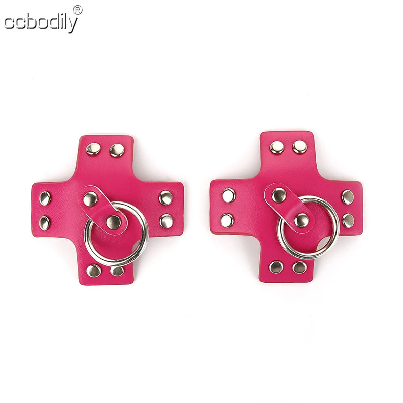 Women 1Pair Sexy Leather Cross Nipple Cover Reusable Breast Stickers Self Adhesive Nipple Pasties Nipple Covers Bra Accessories