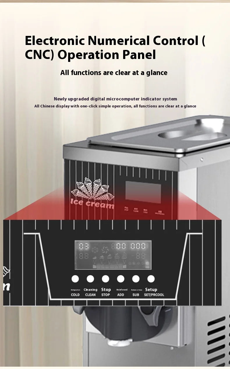 1Flavor Ice Cream Machine Commercial,Fully Automatic Soft Serve Maker with Digital Display, One TouchOperation for Home&Business