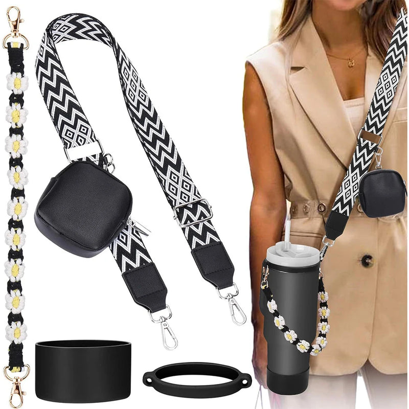 4Pcs Colorful Accessories Set for Stanley 30oz 40oz Tumbler Cup  Holder with Strap, Water Bottle Handle Strap Carrier Boot