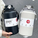 2L/ 67.63oz Large Capacity Stainless Steel Insulated Tumbler with Handle, Ice-Keeping and Thermal Straw, Sports Water Bottle