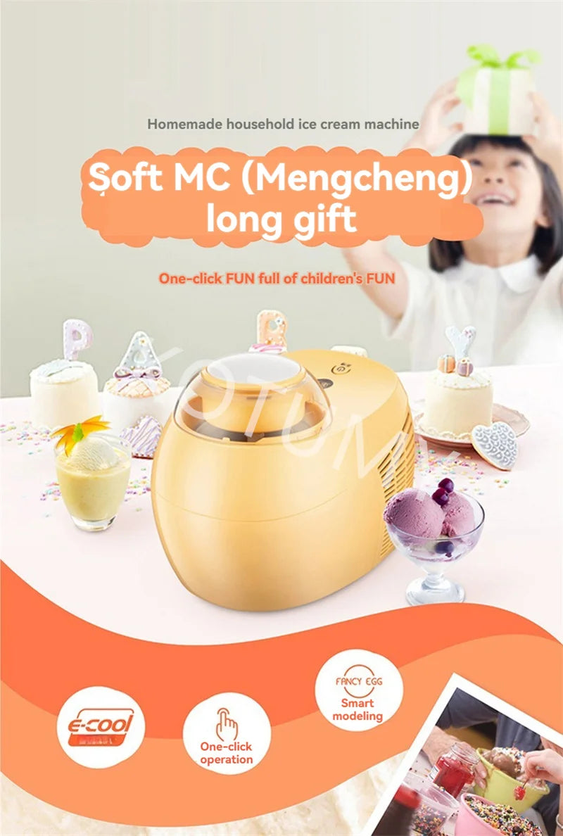 500ml Automatic Italian Ice Cream Machine Maker Mini Roll Soft Serve Hard Household Full Sorbet Fruit Dessert 220V