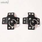 Women 1Pair Sexy Leather Cross Nipple Cover Reusable Breast Stickers Self Adhesive Nipple Pasties Nipple Covers Bra Accessories