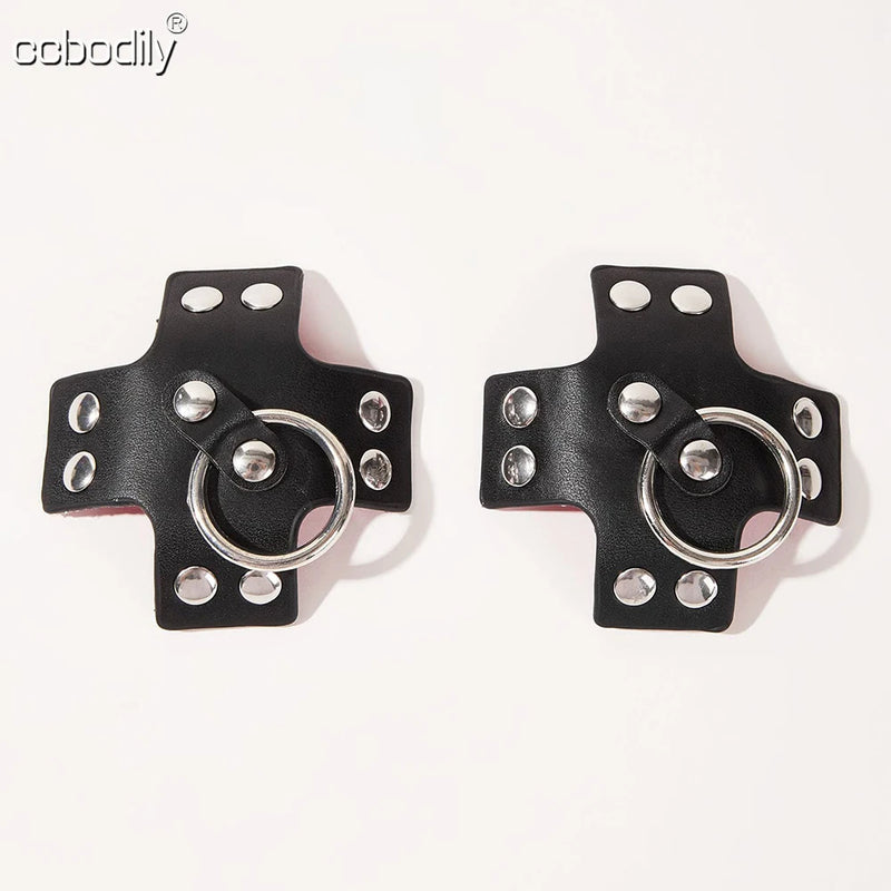 Women 1Pair Sexy Leather Cross Nipple Cover Reusable Breast Stickers Self Adhesive Nipple Pasties Nipple Covers Bra Accessories