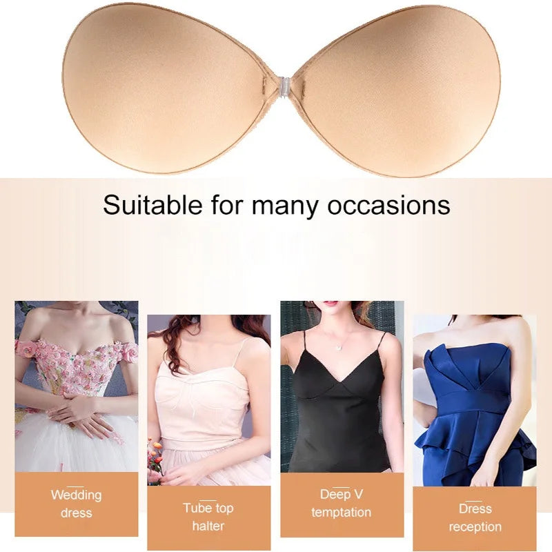 Reusable Nipple Tape Nipple Stickers Seamless Nipple Cover Strapless Silicon Bra Gathered Adhesive Bra