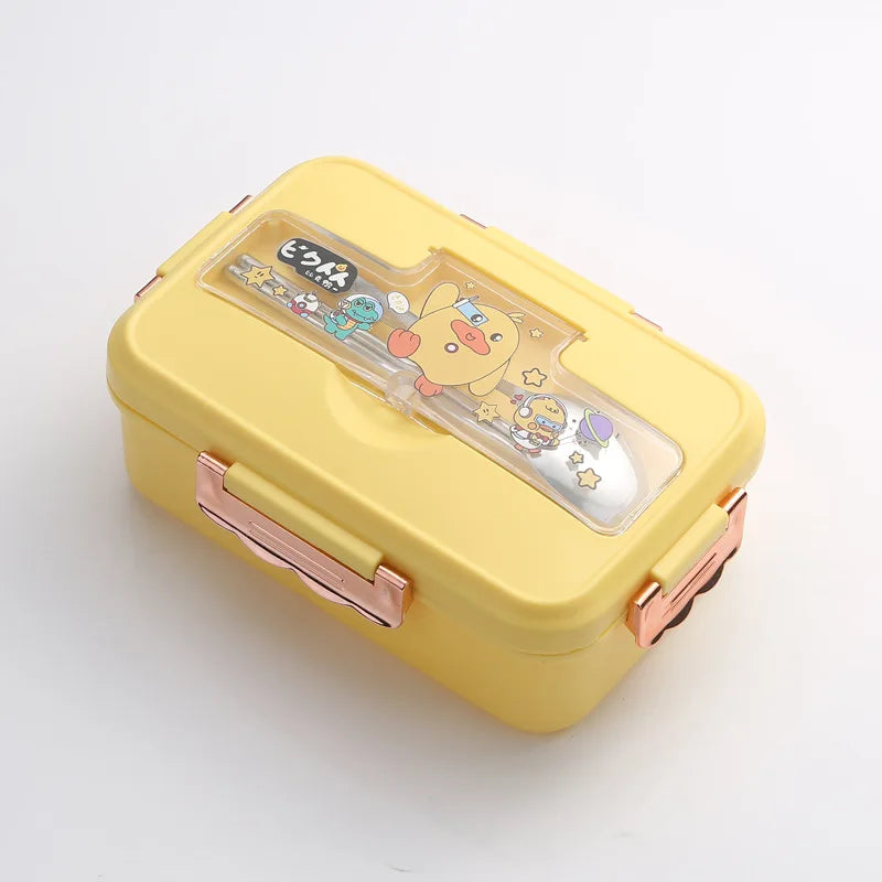 Bento Lunch Box for Kids Girls Cartoon Students Kawaii Cute Dinosaur Heated 3 Grid Sandwich Snack Food Box Special Canteen