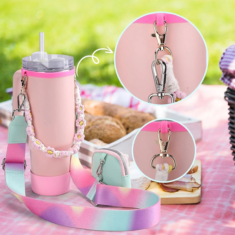 4Pcs Colorful Accessories Set for Stanley 30oz 40oz Tumbler Cup  Holder with Strap, Water Bottle Handle Strap Carrier Boot
