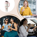 Large Tumbler With Handle And Straw Insulated Cup Holder Bottle For Hot Cold Drink 1000ml Reusable Tumblers Cupholder Iced