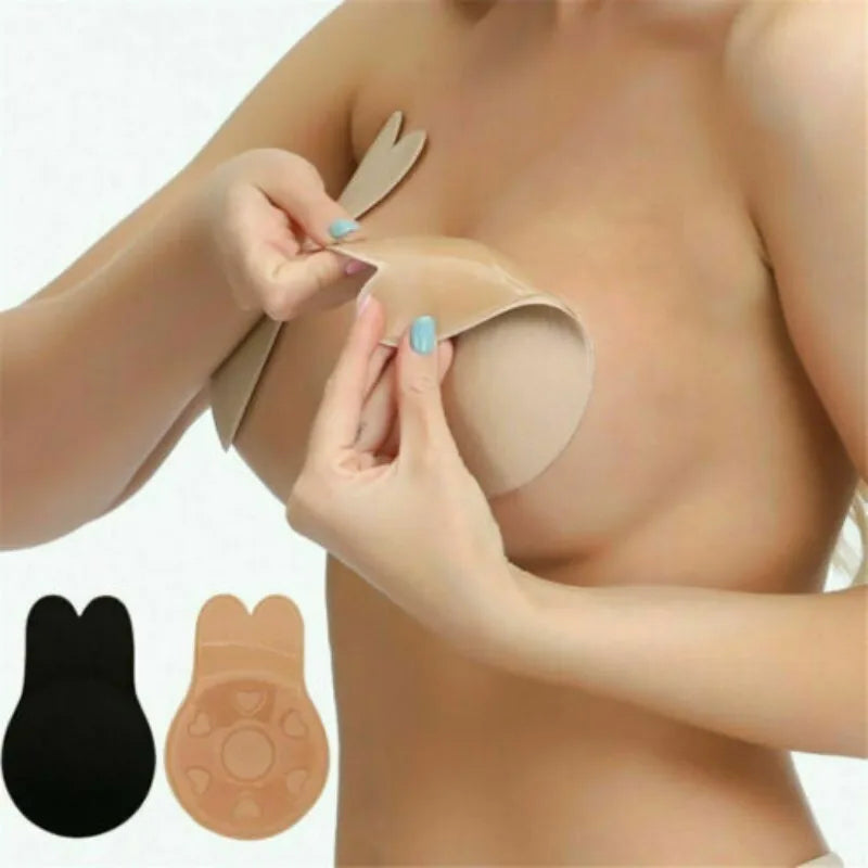 Reusable Rabbit Nipple Cover Pasties Breast Push Up Stickers Adhesive Invisible Bra Lift Tape Women Nipples Covers Silicone Pads