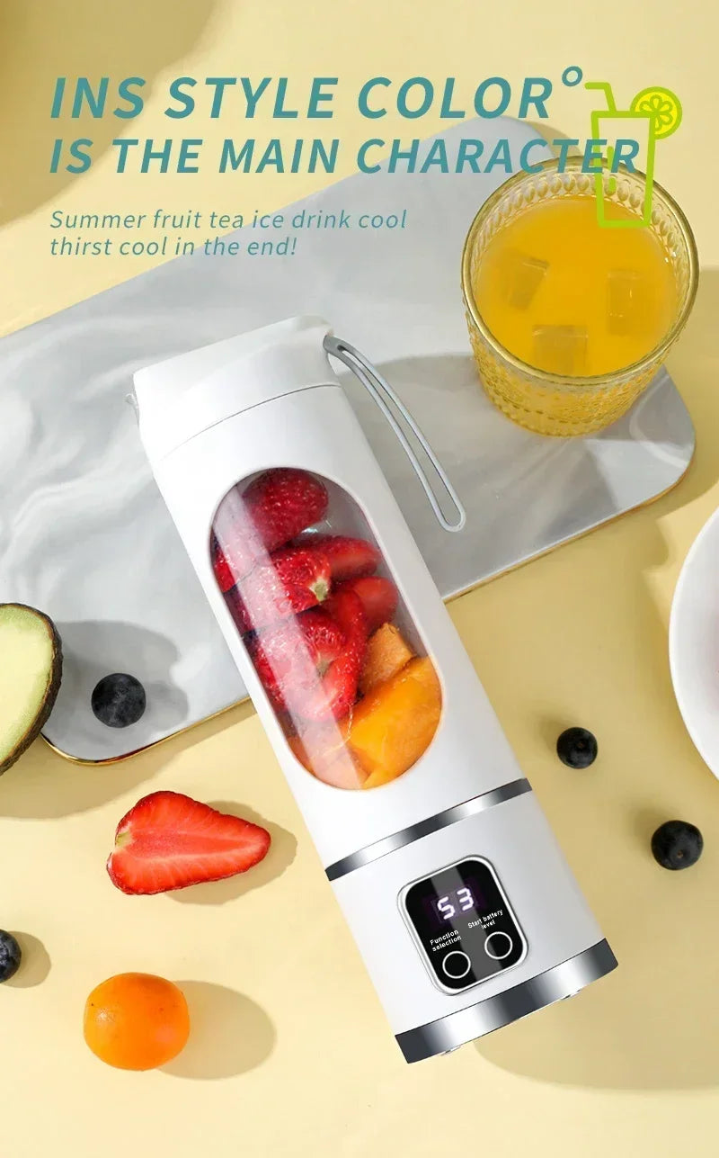 Portable Mini Electric Blender USB Rechargeable Smoothie Juicer Milkshake Maker For Fresh Fruit Orange Juice And On-The-Go Use