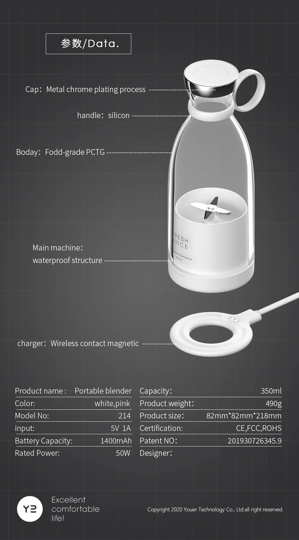 Portable Electric Juicer Blender Usb Mini Fruit Mixers Juicers Fruit Extractors Food Milkshake Multifunction Juice Maker Machine