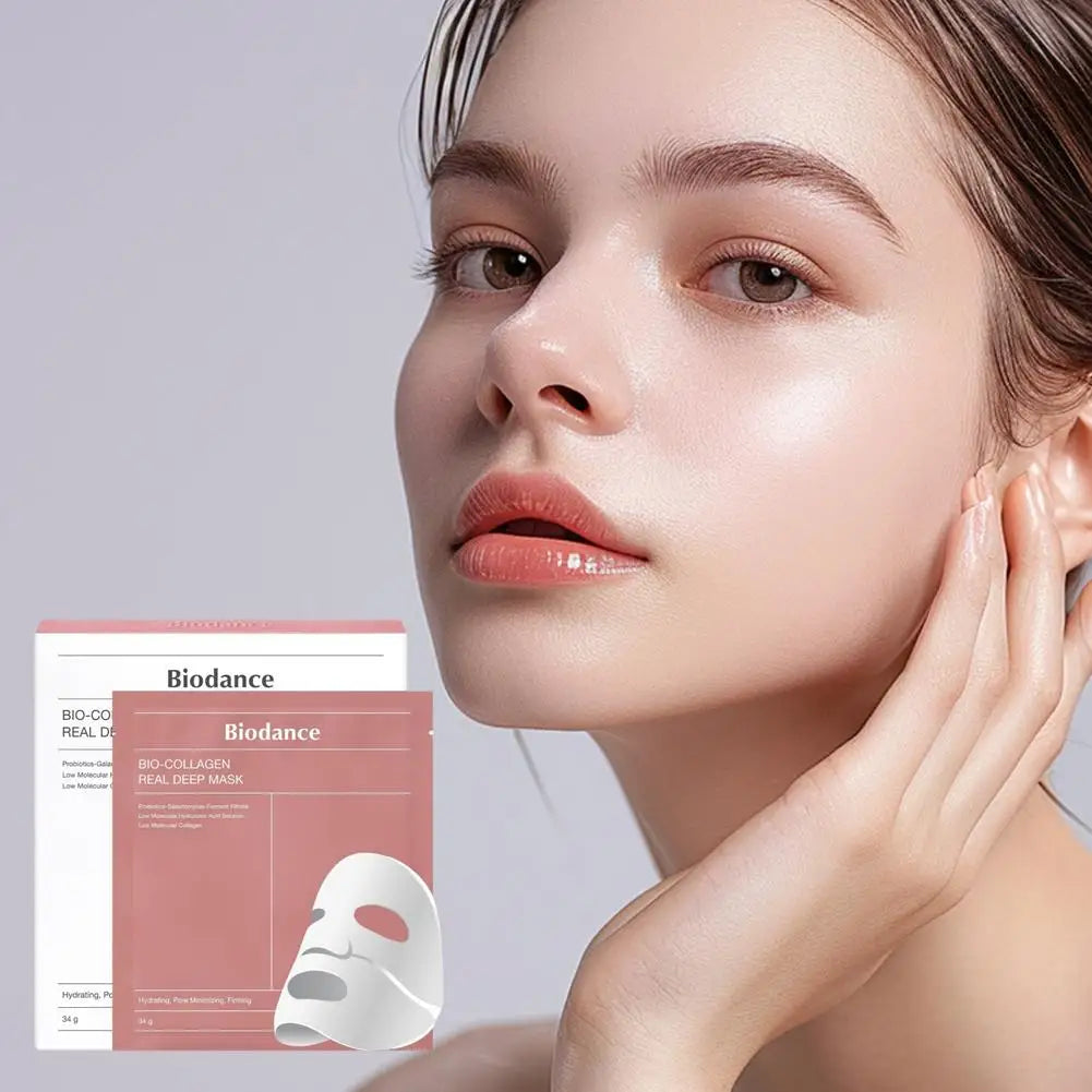 Biodance Professional Bio-Collagen Sheet Mask 34g*4pcs Travel Size Cream Mask Pink for Moisturizing Firming Face Made Crystal
