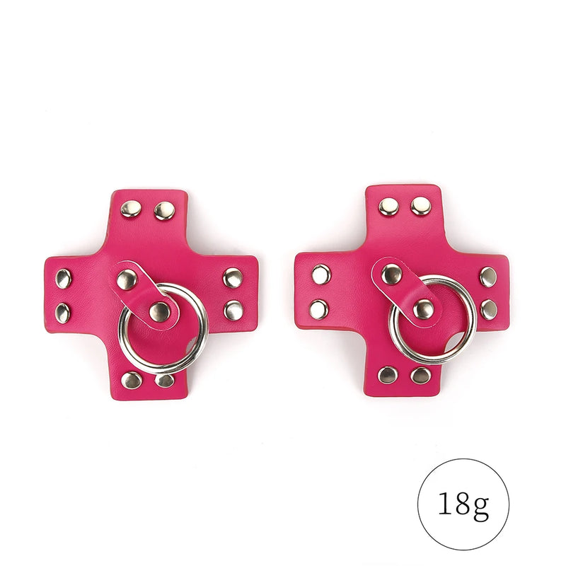 Women 1Pair Sexy Leather Cross Nipple Cover Reusable Breast Stickers Self Adhesive Nipple Pasties Nipple Covers Bra Accessories