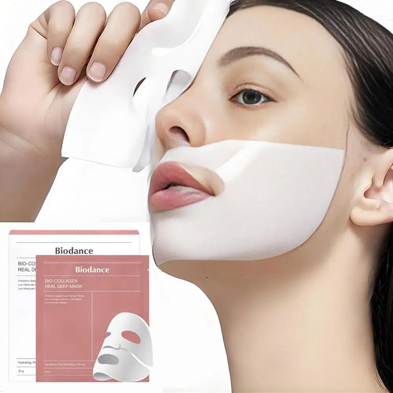 Biodance Professional Bio-Collagen Sheet Mask 34g*4pcs Travel Size Cream Mask Pink for Moisturizing Firming Face Made Crystal