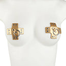 Women 1Pair Sexy Leather Cross Nipple Cover Reusable Breast Stickers Self Adhesive Nipple Pasties Nipple Covers Bra Accessories