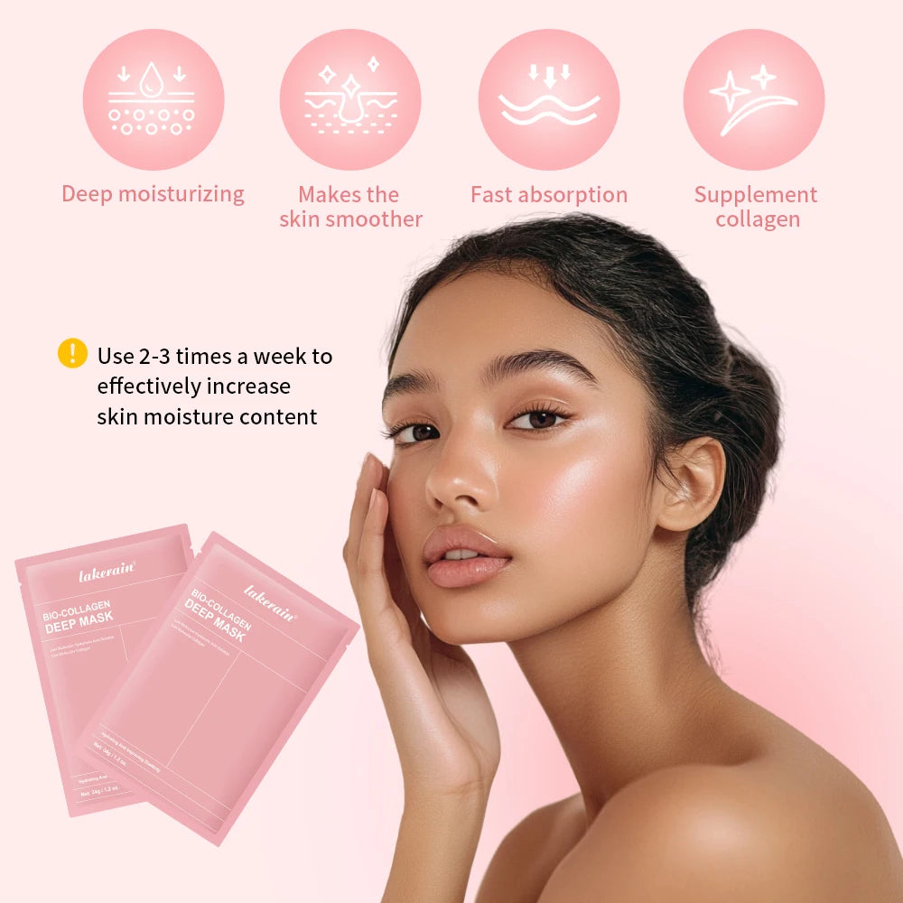 Bio-Collagen Real Deep Mask, Hydrating Overnight Hydrogel Mask, Pore Minimizing, Elasticity Improvement