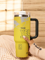 Coconut Berry Energy Drink Tumbler with Stainless Steel Straw, 40 oz, White,yellow,orange,red