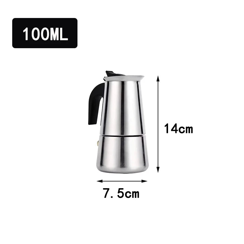 Moka Pot Machine Mocha Latte Pot Stainless Steel Mocha Espresso Coffee for Office Kitchen Italian Coffee Maker 2/4/6/9/12 Cups