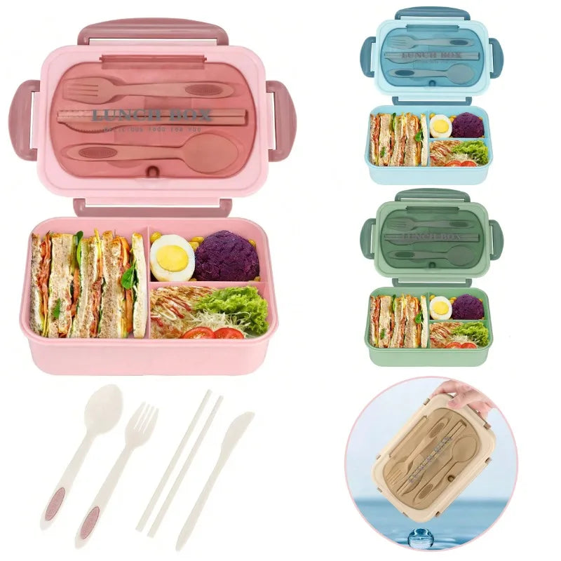 Bento Box Adult Lunch Box, Containers For Adults Men Women With 3 Compartments, Lunchable Food Container Back To School