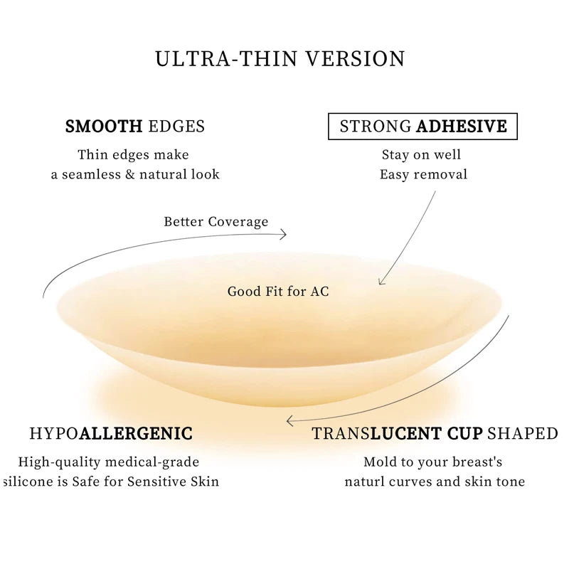 Nipple Covers No Show Reusable Seamless Pasty Sticky Adhesive Silicone Nipple Pasties for Women