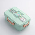 Bento Lunch Box for Kids Girls Cartoon Students Kawaii Cute Dinosaur Heated 3 Grid Sandwich Snack Food Box Special Canteen