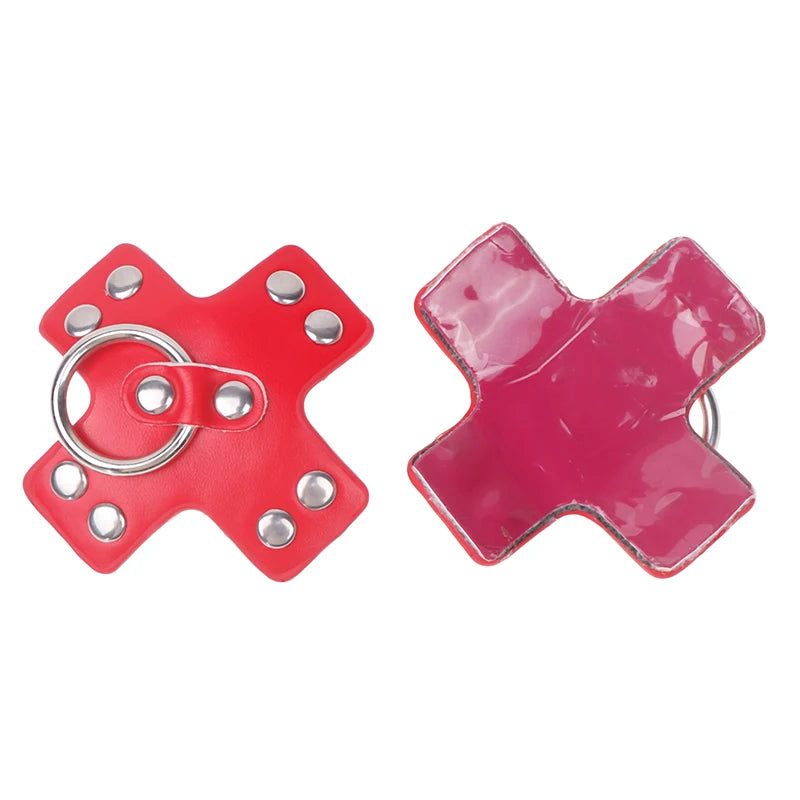 Women 1Pair Sexy Leather Cross Nipple Cover Reusable Breast Stickers Self Adhesive Nipple Pasties Nipple Covers Bra AccessoriesW