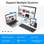 Folding Bluetooth Keyboard with Numeric Keypad Wireless Foldable Keyboard for iOS Android Windows Support 3 Devices