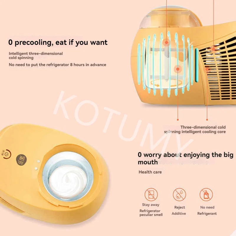 500ml Automatic Italian Ice Cream Machine Maker Mini Roll Soft Serve Hard Household Full Sorbet Fruit Dessert 220V