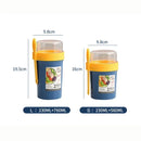 Bento Lunch Box Salad Oatmeal Breakfast Double Cup Cereal Nut Yogurt Container Set with Dressing Holder Fork Meal Preparation