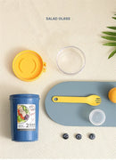 Bento Lunch Box Salad Oatmeal Breakfast Double Cup Cereal Nut Yogurt Container Set with Dressing Holder Fork Meal Preparation