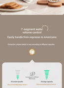 5-in-1 capsule coffee machine, fully automatic small household coffee machine, 7-speed water level hot and cold Italian style ca