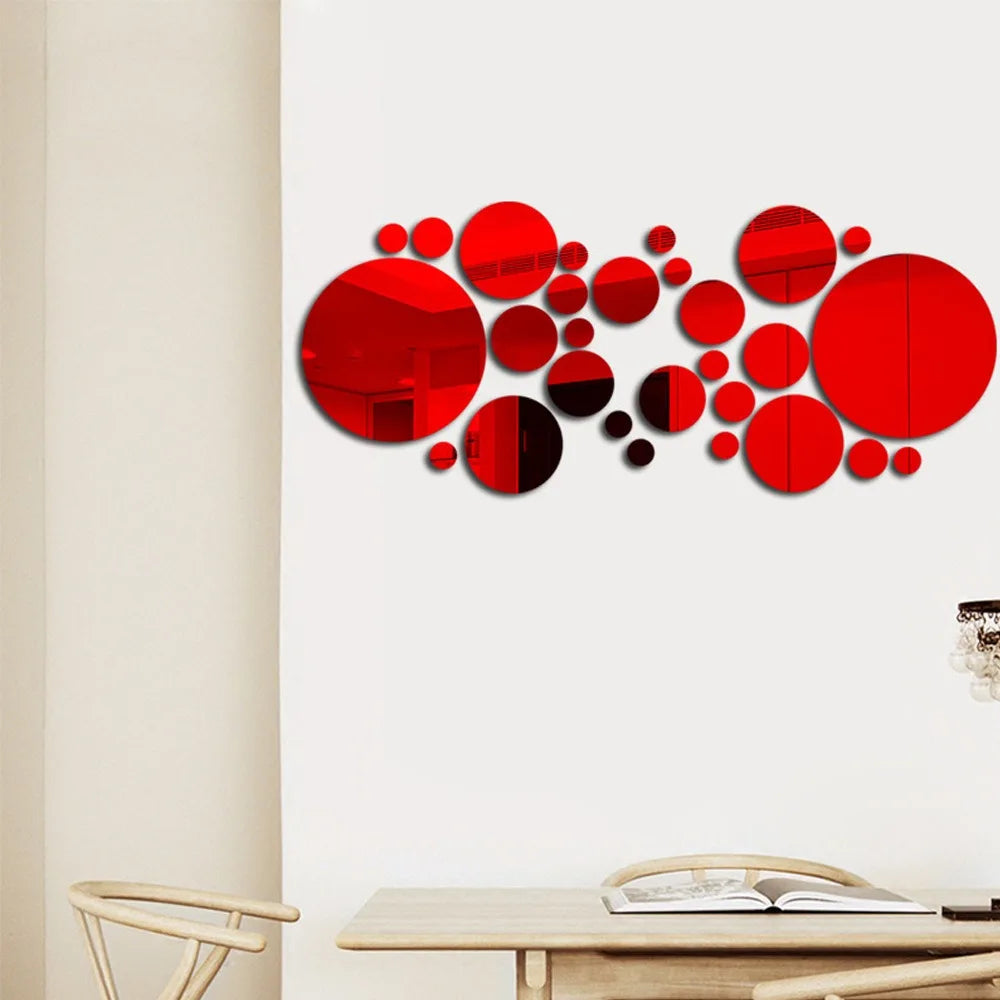 26pcs Round Acrylic Mirror Stickers - Self-Adhesive Removable Bathroom/Kitchen Wall Decor, Shatterproof Tile Art for Ceramic