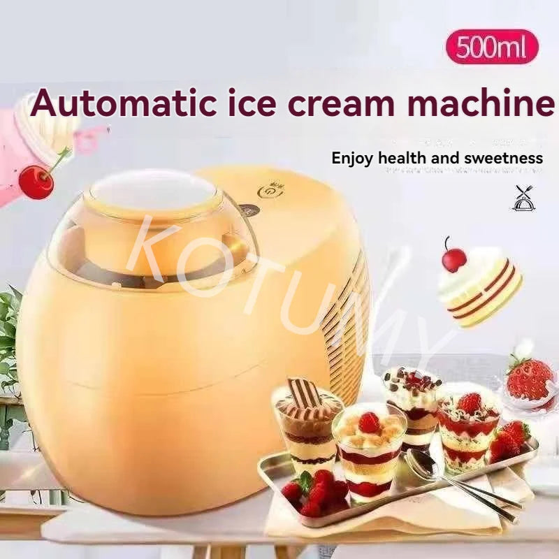 500ml Automatic Italian Ice Cream Machine Maker Mini Roll Soft Serve Hard Household Full Sorbet Fruit Dessert 220V