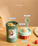 Bento Lunch Box Salad Oatmeal Breakfast Double Cup Cereal Nut Yogurt Container Set with Dressing Holder Fork Meal Preparation