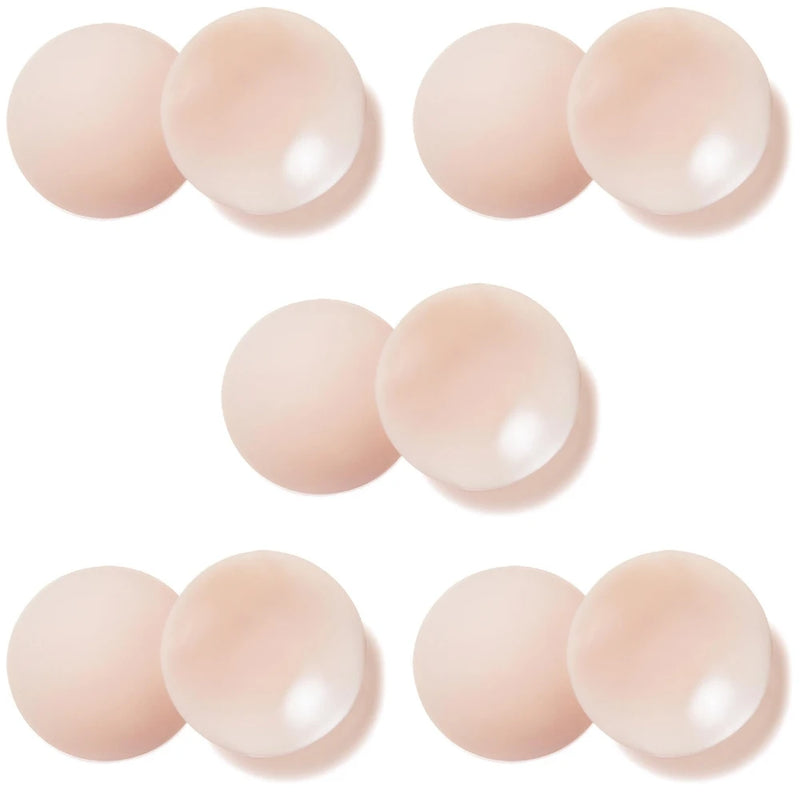 Nippies Nipple Cover - Sticky Adhesive Silicone Nipple Pasties - Reusable Pasty Nipple Covers for Women 5 Pairs Travel Set