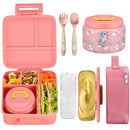 Bento Lunch Box for Kids With 8oz insulated vacuum food jar, Lunch bag, ice pack, and bendable fork&spoon, Leak-proof