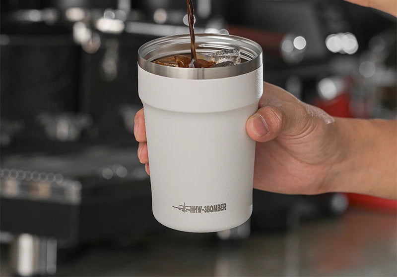 MHW-3BOMBER 360ML Stainless Steel Coffee Tumbler Portable Double Wall Thermal Mugs for Travel Camping Home Coffee Accessories