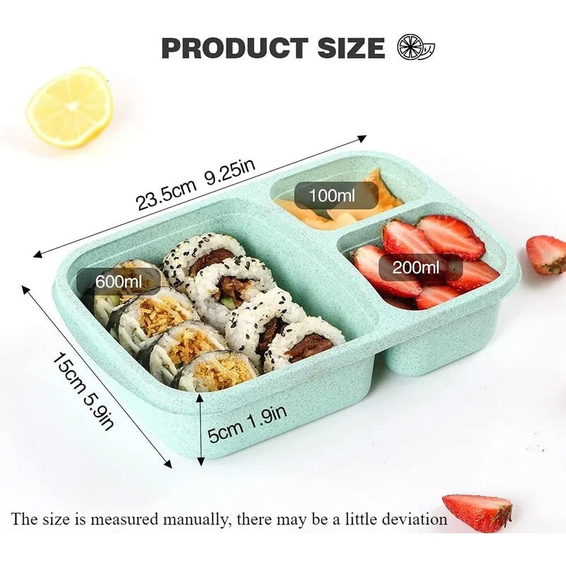 1 Bento Box Lunch Box for Kids and Adults Reusable Food Storage Container 3 Compartment Lunch Box for School Work and Travel
