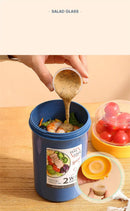 Bento Lunch Box Salad Oatmeal Breakfast Double Cup Cereal Nut Yogurt Container Set with Dressing Holder Fork Meal Preparation