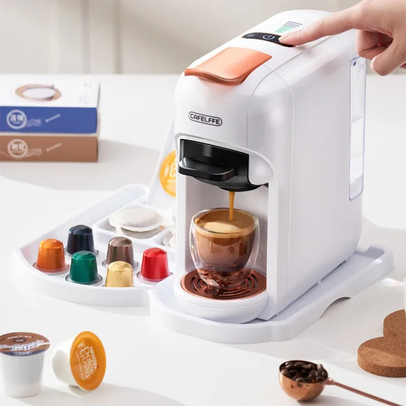 5-in-1 capsule coffee machine, fully automatic small household coffee machine, 7-speed water level hot and cold Italian style ca