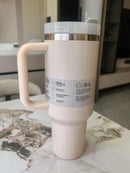40 oz tumbler with handle and straw | Cup holder for travel | Insulated stainless steel cup | BPA- free |