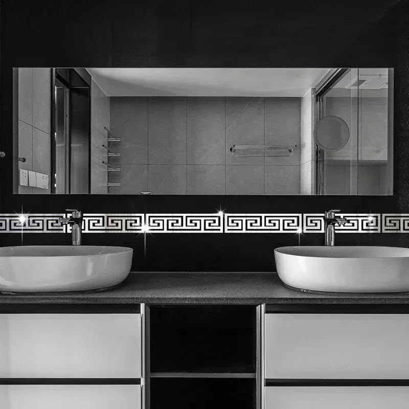 12pcs 20x5cm Acrylic Mirror Sticker Adhesive Wall Decor Sticker Mirror Wall Art Home DIY Decoration Mirror Wall Stickers