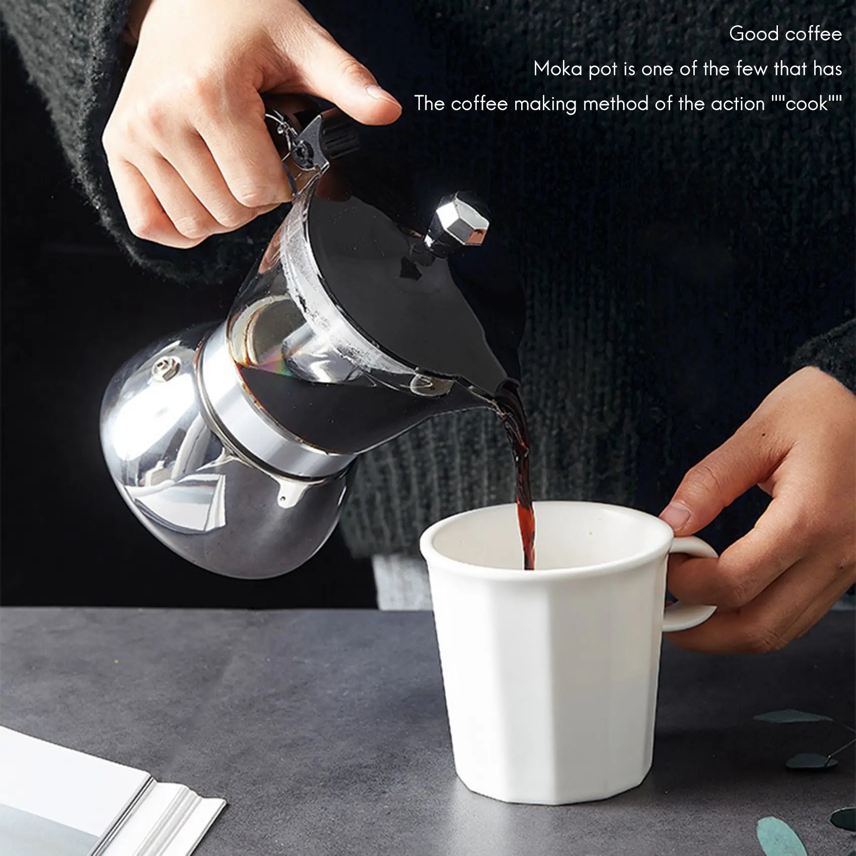 Moka Pot, 4 Cup Stovetop Espresso Maker -Cuban Coffee Percolator Machine Premium Moka Italian Espresso Coffee Maker-AT64