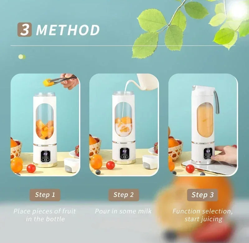 Portable Mini Electric Blender USB Rechargeable Smoothie Juicer Milkshake Maker For Fresh Fruit Orange Juice And On-The-Go Use